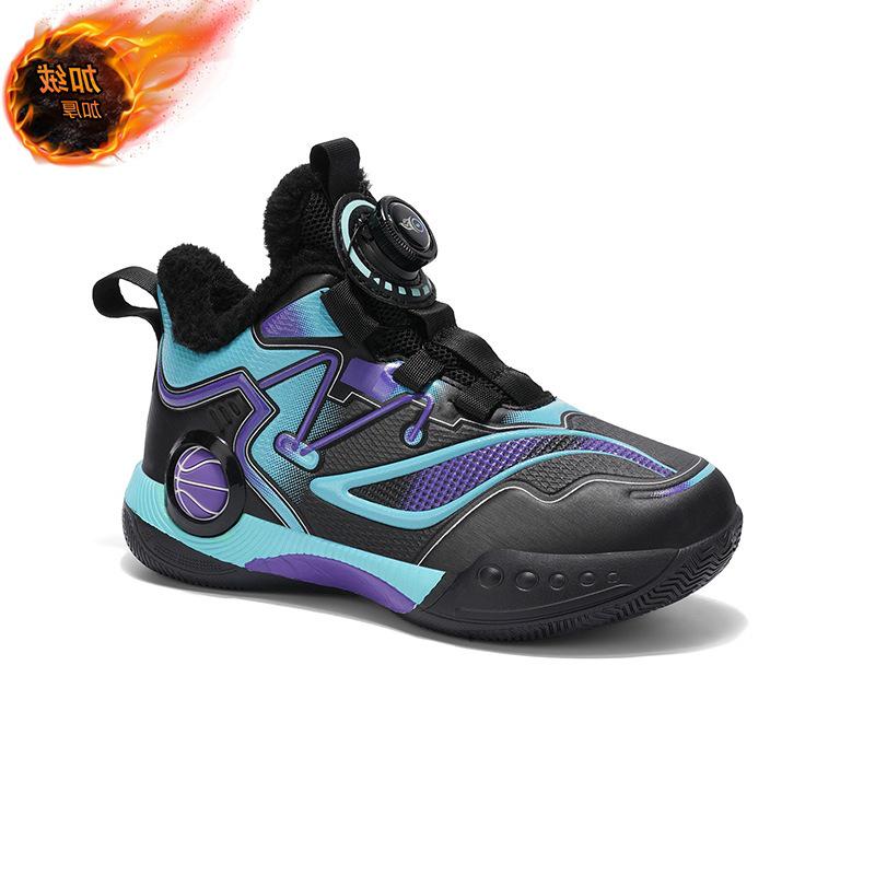 Winter 2025 Boys' Basketball Shoes: New Velvety Warm, Non-Slip Leather Sports Shoes for Kids