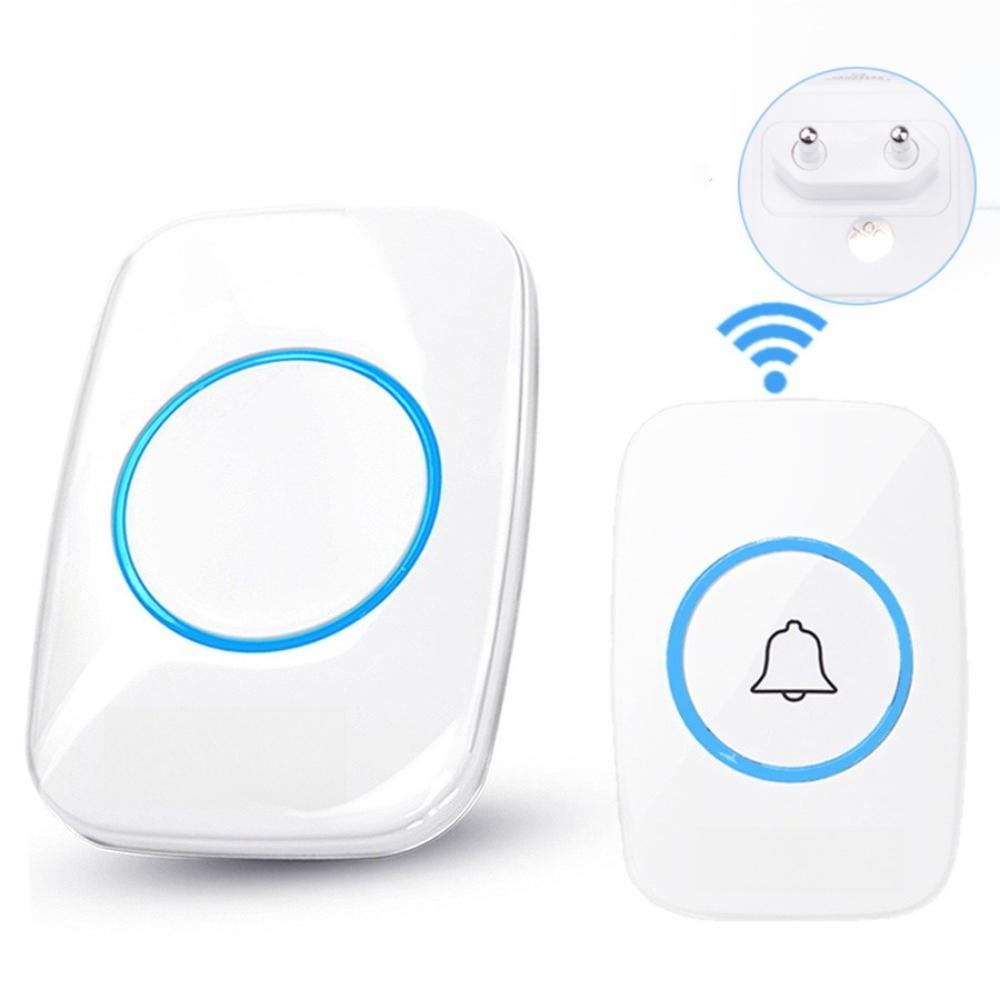 

Беспроводной дверной звонок, водонепроницаемый дверной звонок, 1 кнопка, 1 приемник, 60 мелодий, 5-уровневая регулировка громкости, вилка европейского стандарта. 1 button 1 receiver белый