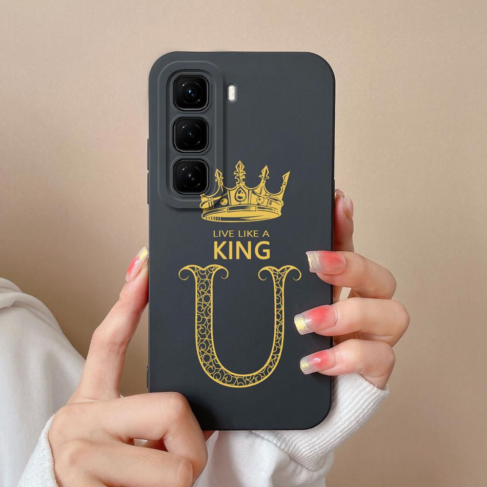 For Infinix Hot 50 Pro Plus Case Couple A-Z Letter Upgrade Camera Protection Soft Liquid Silicone Back Cover For Hot50 4G 5G