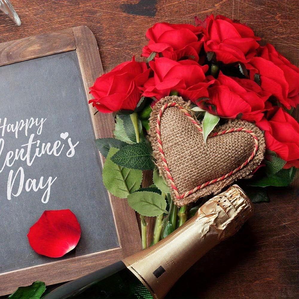 1PC Valentine's Day Wedding Decoration Rayon Flowers Realistic Rose Bouquet With Long Stems For Home Wedding Decoration Party,