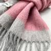 100% wool double-sided small fresh splicing scarf female winter student couple wind warm circumference