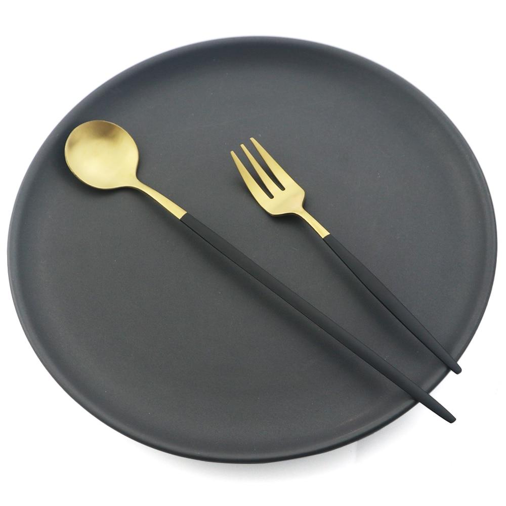 6Pcs Colorful Forks Set Tea Cake Snack Fork Dinnerware Cutlery Matte Stainless Steel Tableware Dessert Fruit Fork Silverware Set