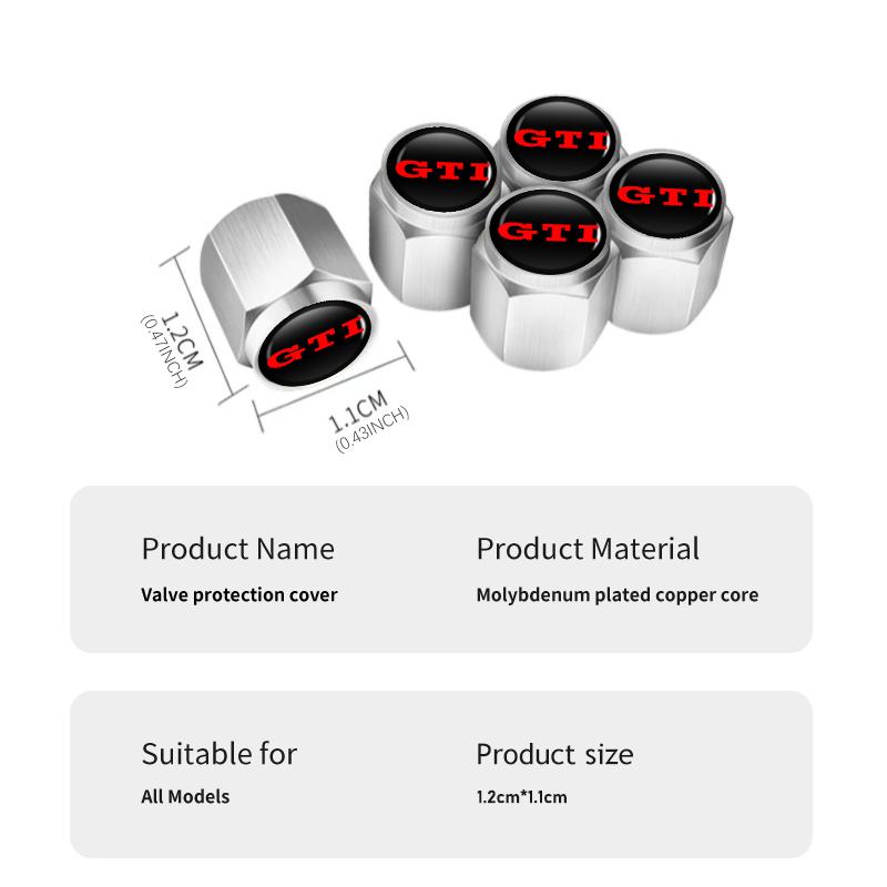 For Volkswagen VW 5pcs Car Tire Theftproof Wheel Air Valve Caps Tyre Stem Cover GTI Tiguan Passat B5 B6 B7 CC Jetta MK5 MK6 Polo CWW1