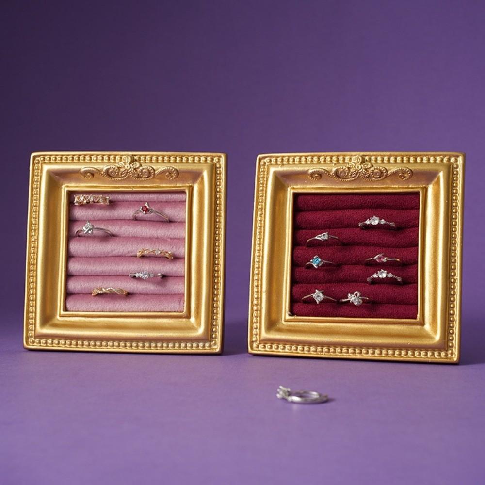 Vintage Gold Ring Display Stand Velvet Organizer Jewelry Display Rack  Wedding & Birthday Gifts