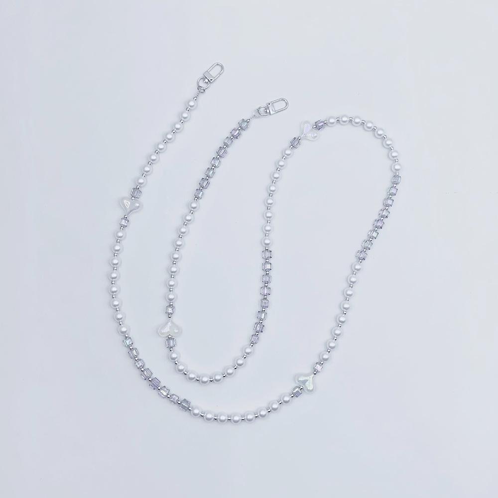 INS стиль жемчуг кристалл любовь мода цепочка противопотерянная ручной брелок через плечо цепочка для телефона