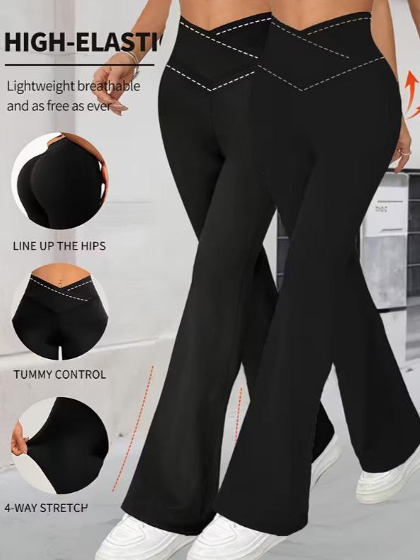 

High-Waisted Slimming Yoga Pants for Women - Indoor Fitness & Sports Outerwear Extra Extra Large чорний