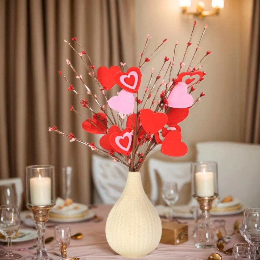 3pcs Festival Artificial Heart Berry Branches Romantic Artificial Flower  Party Favor