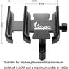 Suporte de Telefone Suporte de GPS Suporte de Espelho Retrovisor Vespa LX LXV Sprint GTS GTV 50 150 250 300 300I Prata