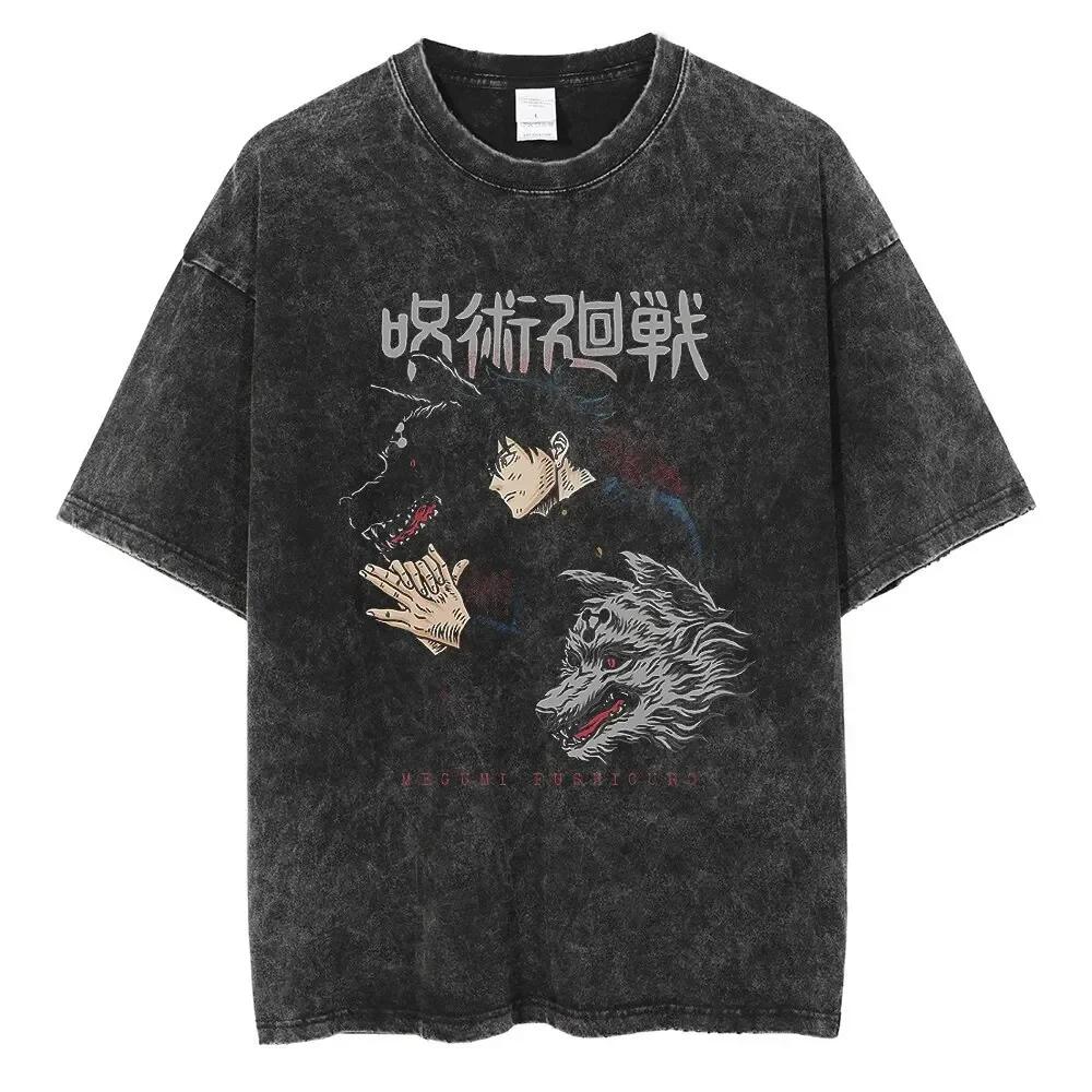 Anime Jujutsu Kaisen Magliette Gojo Satoru Lavate Uomo Donna Cotone Harajuku Magliette Ryomen Sukuna Retro per Uomo Donna Top