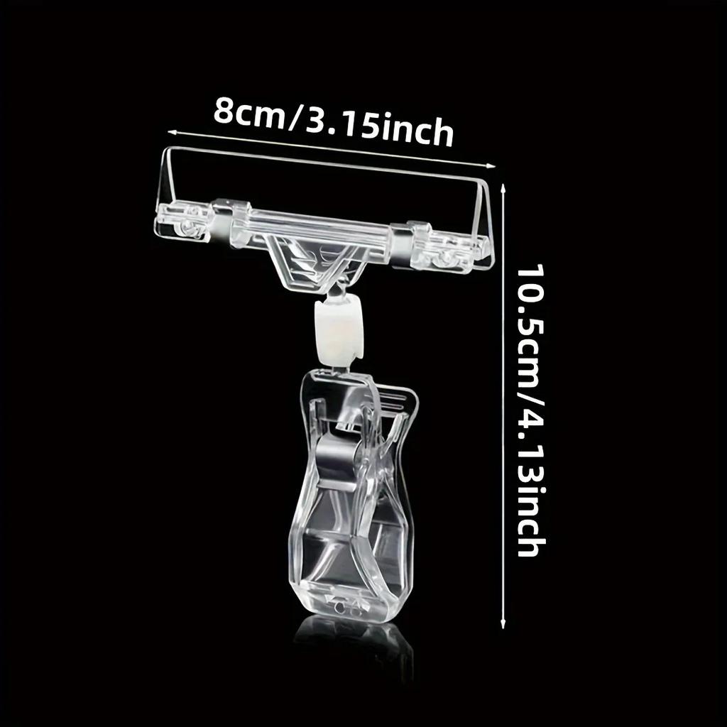 Clear Plastic Retail Price Tag Holders - Durable Sign Display Clips for Shelves, Secure Multi-Clip Design for Organized Displays