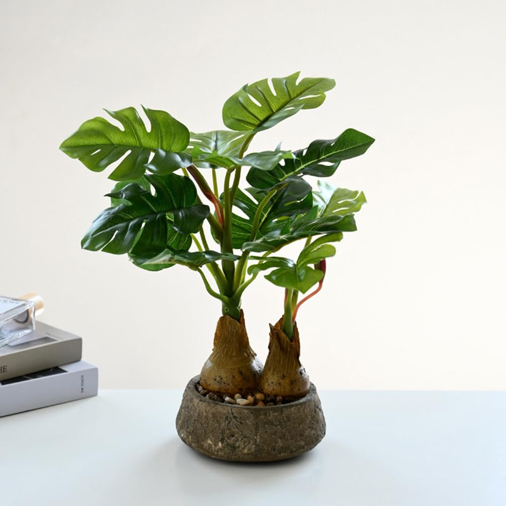 Artificial Plants, Fake Greenery, Photocatalytic Artificial Bonsai, Monstera Plant, Interior Decor, Air Purifier, Small Tabletop Plant, No Maintenance