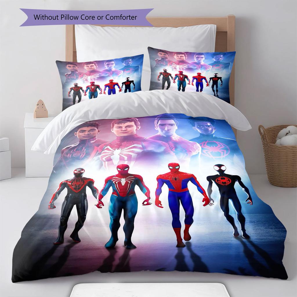 Spider-Man Superhero Series Bedroom Three-Piece Duvet Cover Bedding Set (1*Duvet Cover + 2*Pillowcase, Without Core)