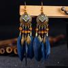 Vintage Feather Bohemian Earrings With Alloy Carving For Women Festival And Daily Use
