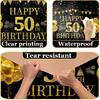 3 Pack Black Gold 50th Birthday Tablecloth, Rectangular Plastic Table Cover, 42.5x70.8 Inches, Happy 50 Birthday Decoration for Party Supplies