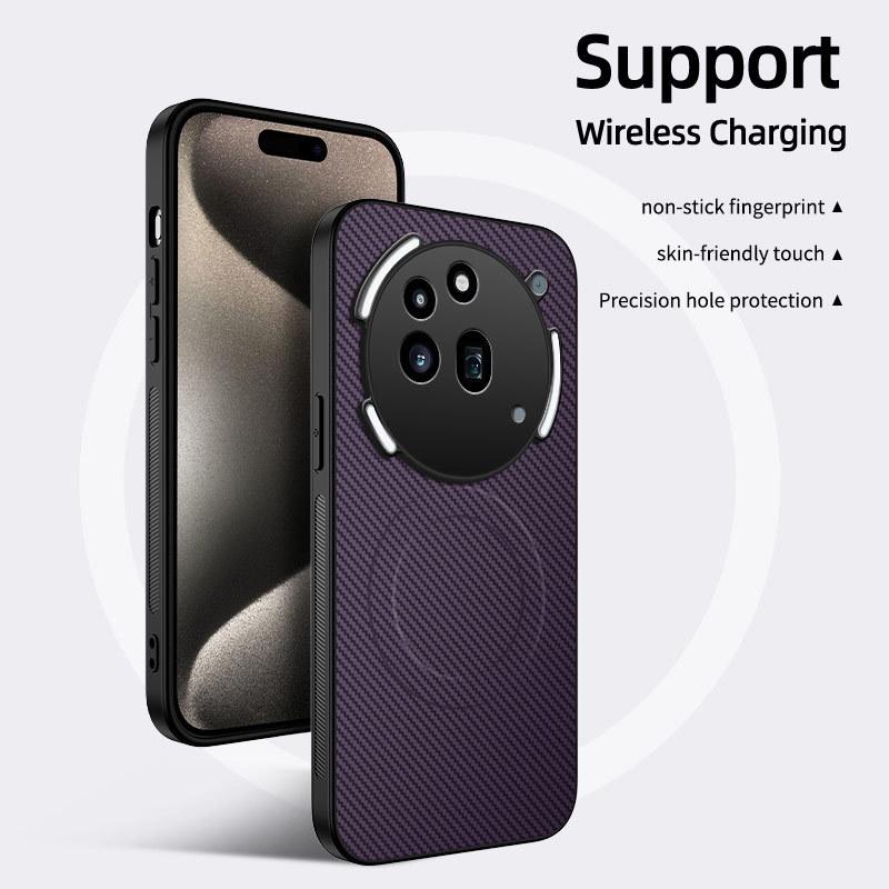 Funda protectora magnética de cuero con textura de fibra de lujo aplicable a Nothing Phone 3APro