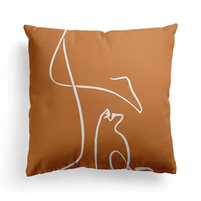 Nordic Orange Geometric Throw Pillow Cover Flower Printed Home Decorative Pillow Cushion Covers Office Sofa Pillowcase