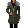 Damenmode Winter Einfarbig Langärmlig Kapuzenjacke Lang mit Reißverschluss Baumwolljacke Warmer Mantel Daunenjacke