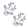 Christmas Elk Shape Earrings Women Girls Xmas Rhinestones Crystal Ear Clip 