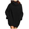 Fashion Warm Basics Long Sleeves High Neck Pocket Mid-Length Pack Hip Dress Loose Sweater Women's Knitwear