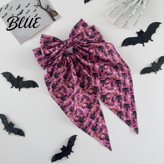Bow Hairpin for Halloween Spring Hair Clips Women Pumpkin Skeleton Ghost Hand Printed Sweet Spooky Fabric Barrettes Cute Horror Accessories Holiday