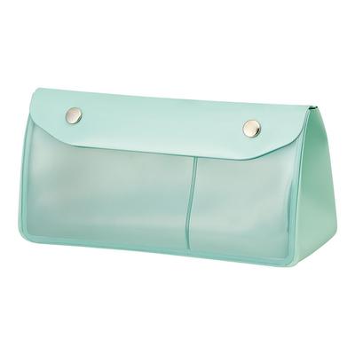 LIHIT LAB Antibacterial PVC Triangle Pen Large ALCLEA Light Green Case, Transparent, Capacity, A7942-19