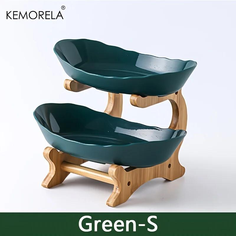 Modernes Holz Wohnzimmer Mehrschichtig Snack-Netz Kunststoff Obstschale Holz Dreischichtig Dessertteller Doppel-/Dreischichtig