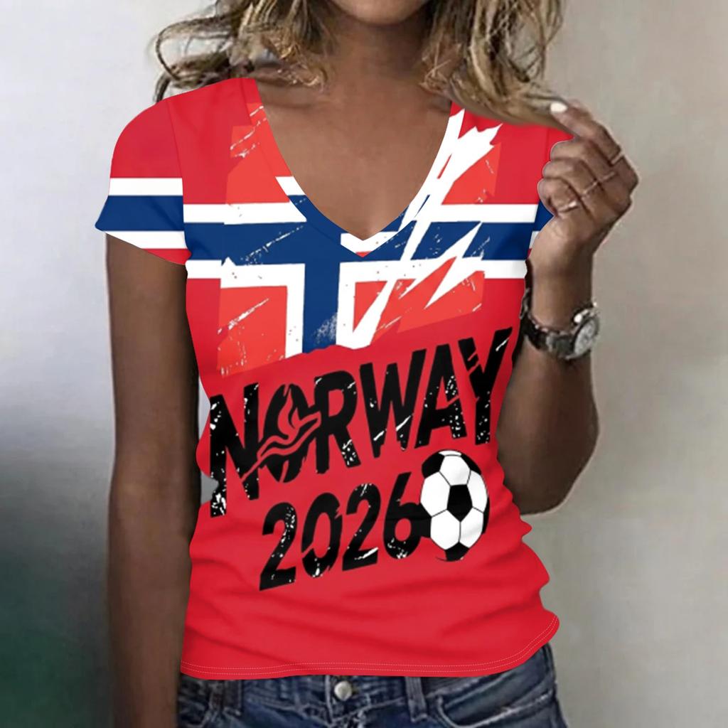Women V Neck Short Sleeve Lightweight Summer Top Germany 2026 Soccer Printed Casual T Shirt for Sports and Daily Wear