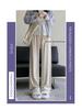 Petite Women's High-Waisted Apricot Knitted Pants - Wide-Leg, Drapey, Soft, Spring/Autumn, Fits 150cm.