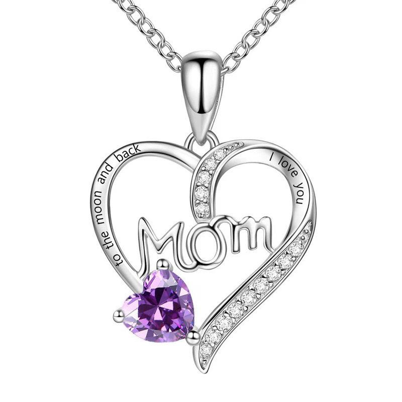 

Luxury Preserved Flower Gift Box With Purple Rose & Mom I Love You Heart Pendant Necklace - Elegant Mother S Day Anniversary A3