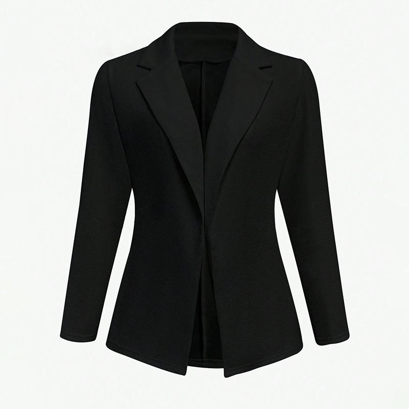 Women Autumn Winter Tailored Collar Long Sleeve Solid Color Suit Coat Cardigan