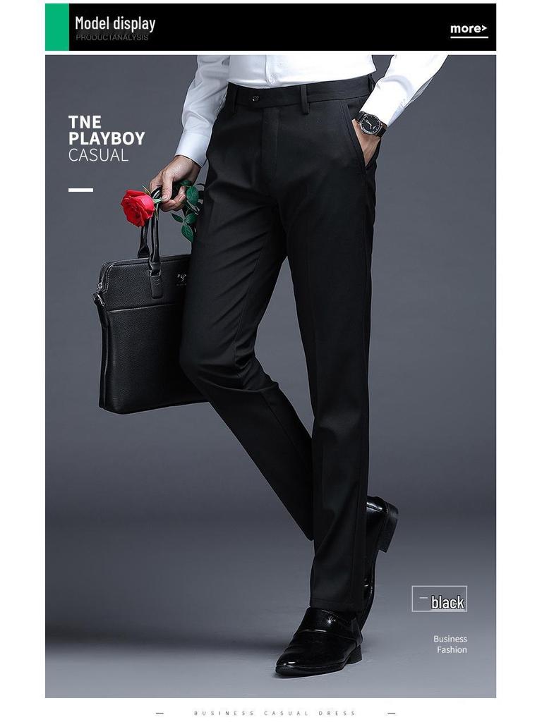 Pánské 2024 Klasické Čtyřsezónní Kalhoty s Rovnou Nohavicí - Business Casual & Profesionální Styl.
