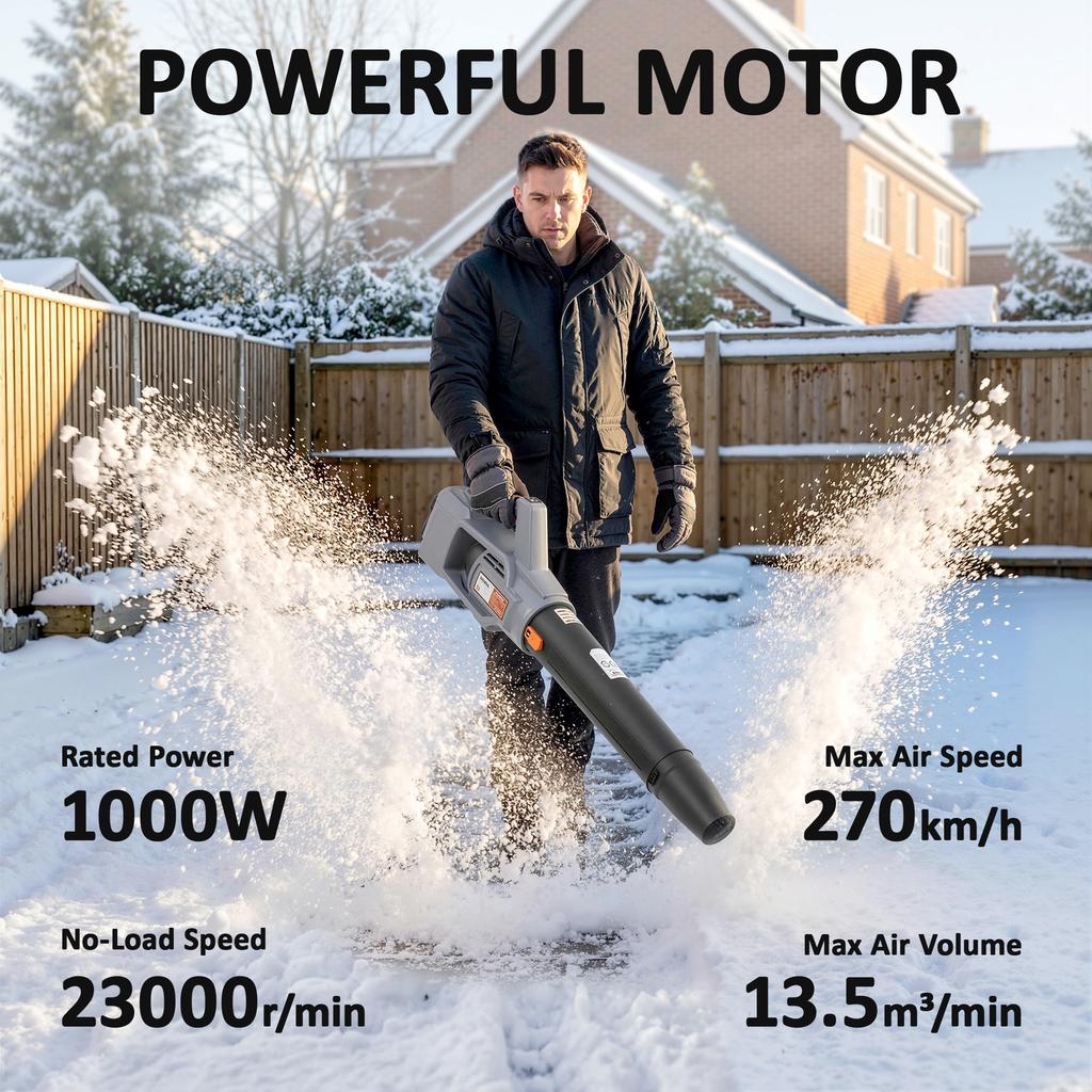 Leaf Blower Cordless with 2 X 4000mAh Batteries & Charger, 36V Lightweight Garden Blower with 1000W Brushless Motor