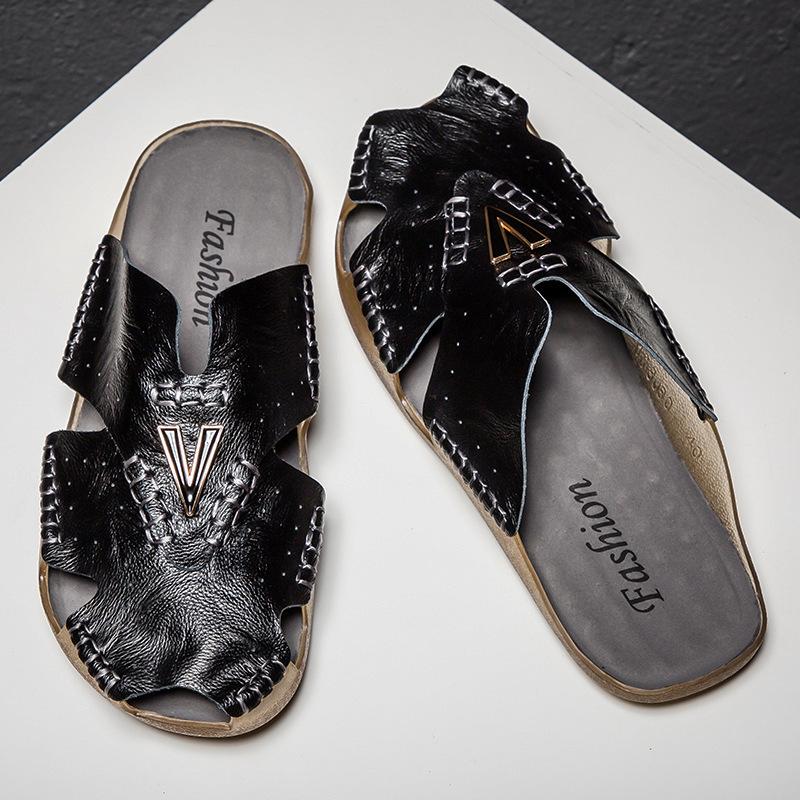 Summer Men Flip Flops Slippers Leather Light Comfortable Beach Flats Indoor Sliper Outdoor Men's Flip Flop Chanclas Hombre