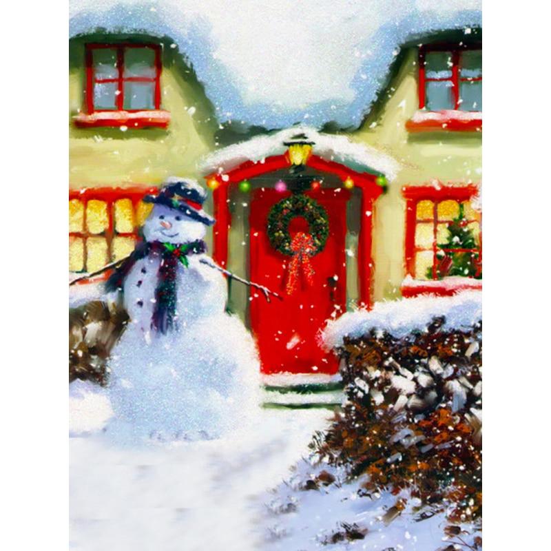 5D DIY Diamond Painting Snow Scene Diamond Embroidery Snowman Cross Stitch Full Round Drill Home Decor Manual Crafts Gift