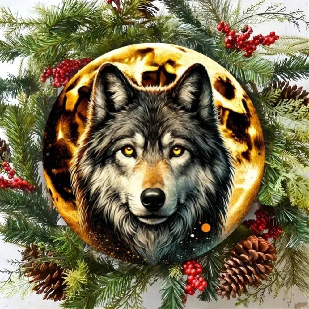 Rustic Wolf Iron Metal Wall Art 8x8 Inches Halloween Home Decor