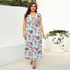 Letnia damska sukienka halterowa Plus Size Sukienki z elastycznym pasem Długie sukienki z nadrukiem Halter