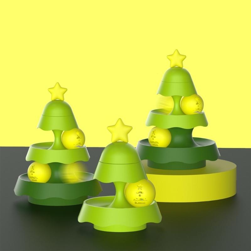 Christmas Tree Shape Cats Track Toy Interactive Toy Intelligence Training Amusements Plate Tower Cats Scratching Toy