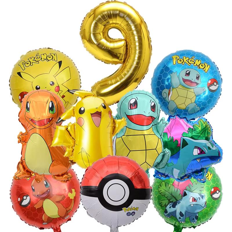 Balloon Monster Set Birthday Party Decoration Aluminum Film Balloon Vibrant Multi-Colored Balloon Pikachu Children'S Party Supplies