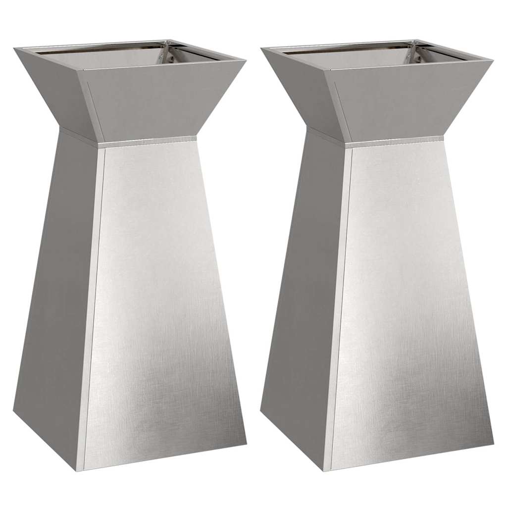 Column Planter 2 Pcs Silver 35 X 35 X 73 Cm