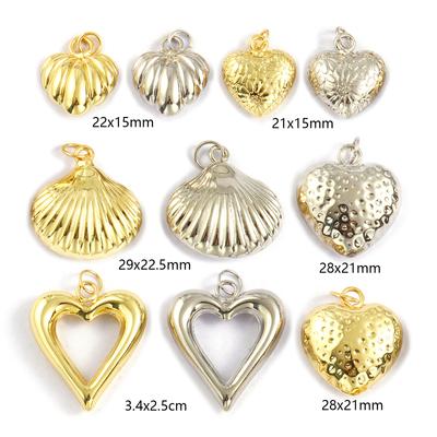 2 PCs Brass Charms Gold Plated Heart Shell Charms Pendants For DIY Necklace Bracelet Earrings Jewelry Making Findings