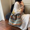 Geflochtene Strohtasche Schulter-Crossbody-Tasche Damen Pendler Strand Urlaub Große Kapazität Mode Handtasche