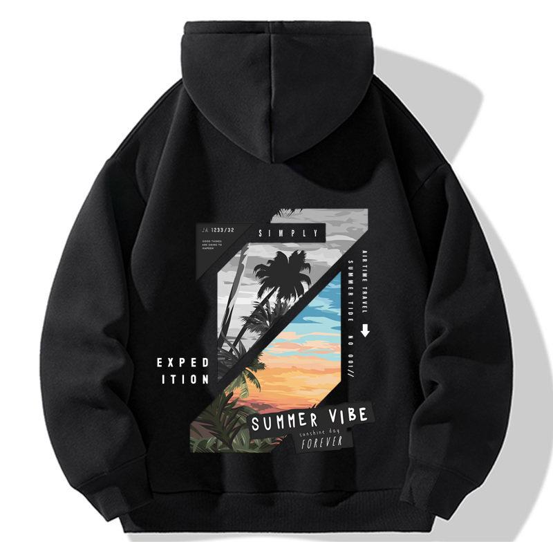 Unisex American Casual Printed Hooded Sweatshirt - Loose, Fashionable Long Sleeve Top