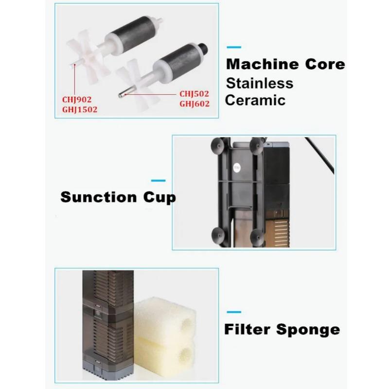 Super 4 In 1 Sunsun Internal Aquarium Filter Pump Fish Tank Multifunction Wave Maker Water Circulation Air Pump Filter CHJ-502