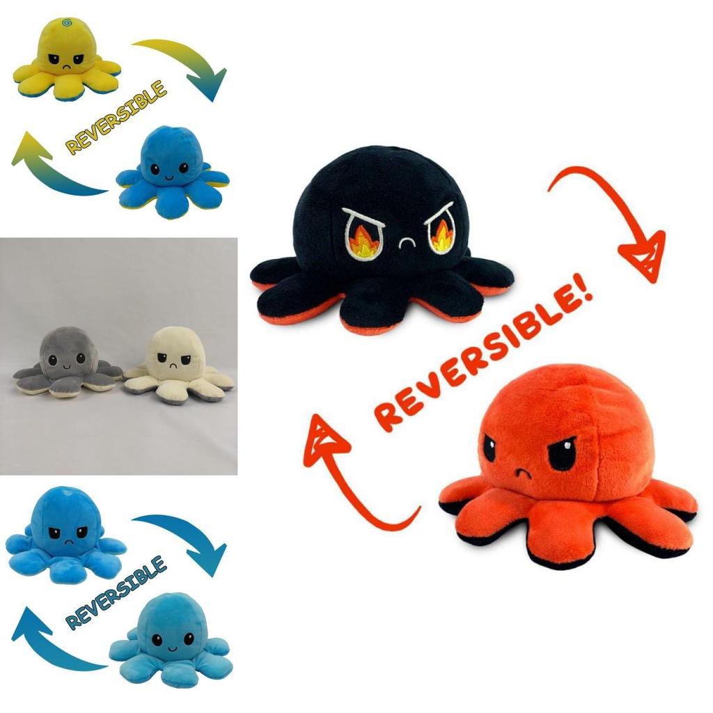 Jucărie de pluș moale și adorabilă, reversibilă, cu caracatiță, pentru copii