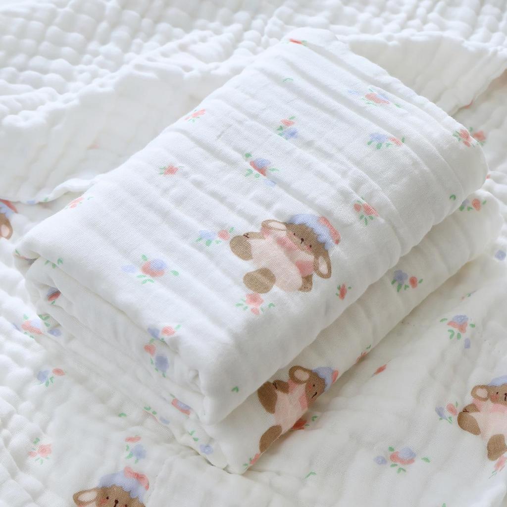 High-Density Six-Layer Pure Cotton Baby Bath Towel and Swaddling Blanket for Newborns and Children