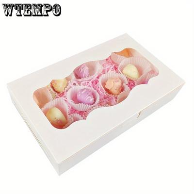 12pcs Bakery Boxes with Window Treat Boxes Present Boxes for Chocolate Desserts Donuts Gift Packaging Box Valentine's Day Weddings Parties