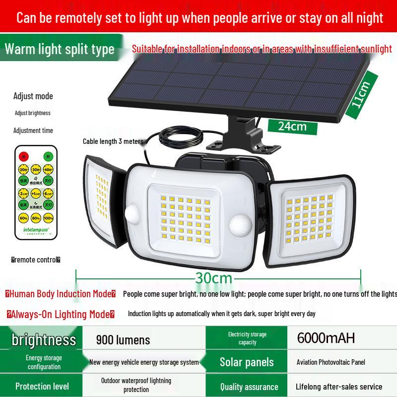 Yinglang Outdoor Solar Wall Light: Three-Sided Super Bright Illumination, Long Lifespan for Courtyard and Home Entrance.