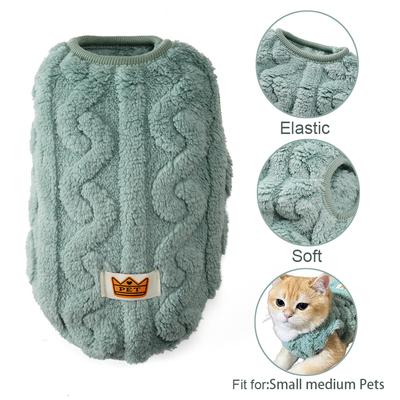 Mjuka Kattkläder För Vinter Höst Varm Fleece Husdjur Plyschtröja Elastisk Mysig Kattunge Väst Jacka För Små Medelstora Hundar Katter Sphynx