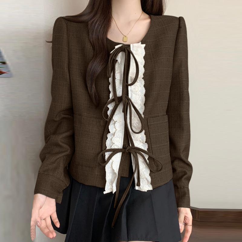 

VONDA Женские летние кружевные рубашки с круглым вырезом и длинным рукавом 5XL