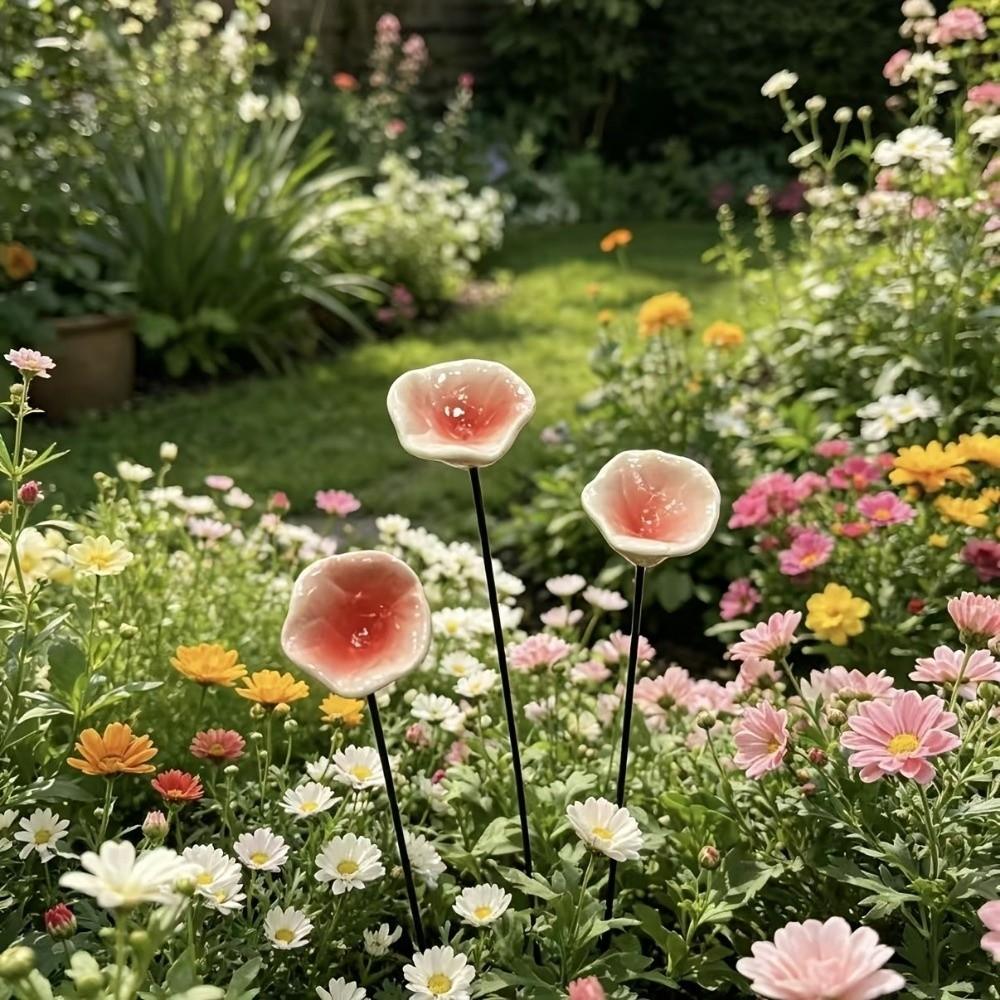 3 Stück Keramik-Insekten-Trinknapf Blumenform Bienen-Bewässerungsstation Hof